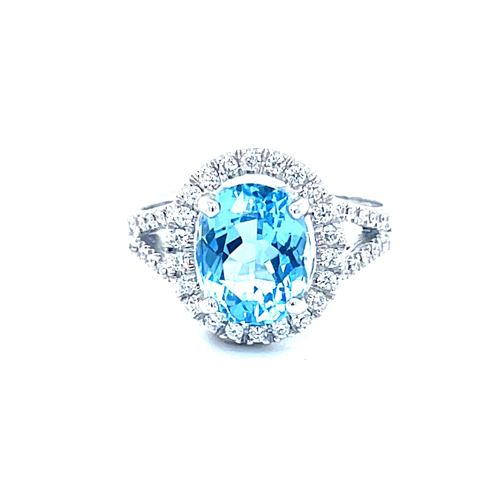 Natural Aquamarine & Diamond Ring