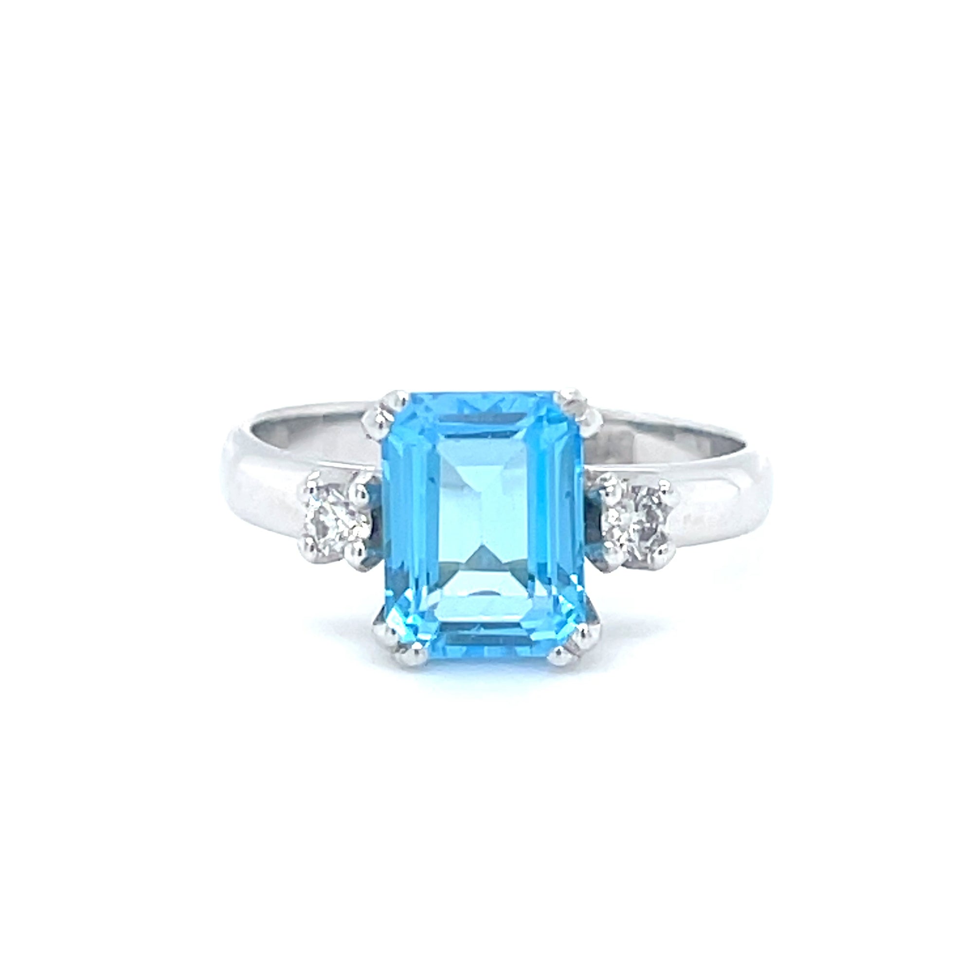 Natural Blue Topaz & Diamond Ring