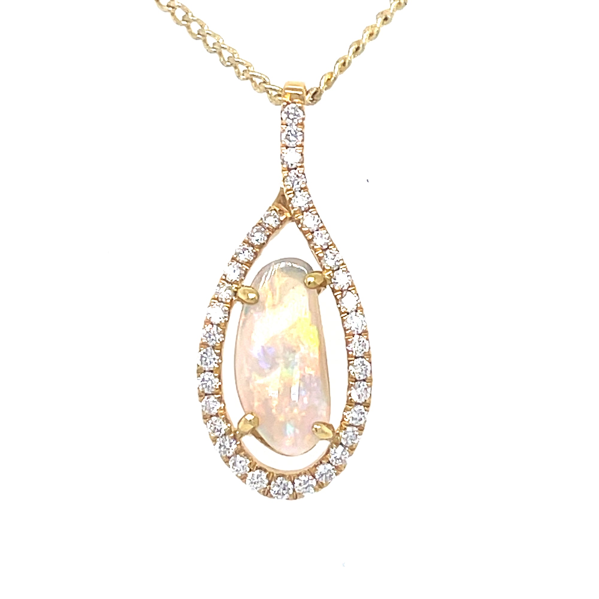 Natural Crystal Opal & Diamond Pendant