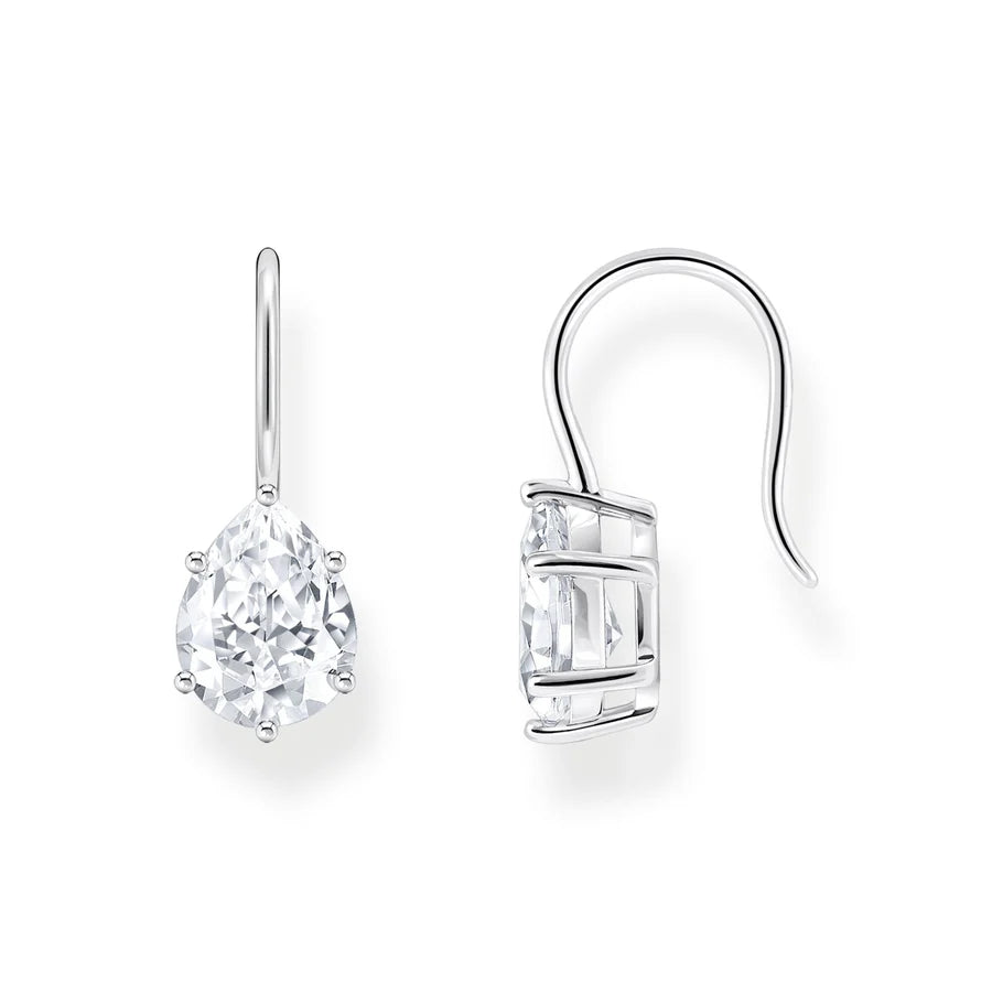 Earrings With White Drop-shaped Zirconia