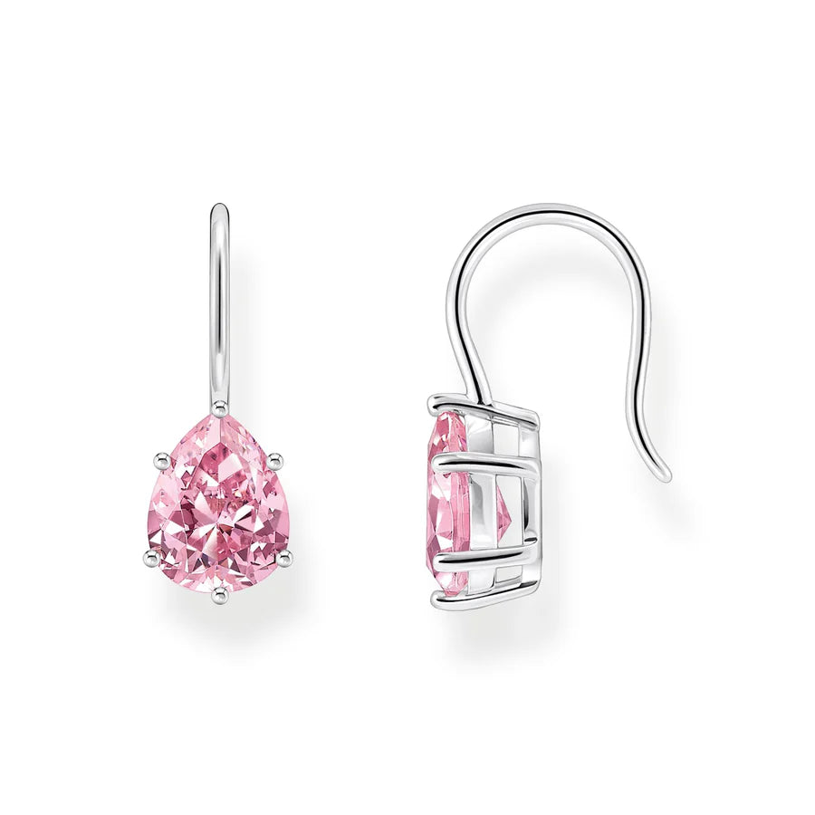 Earrings With Pink Drop-shaped Zirconia