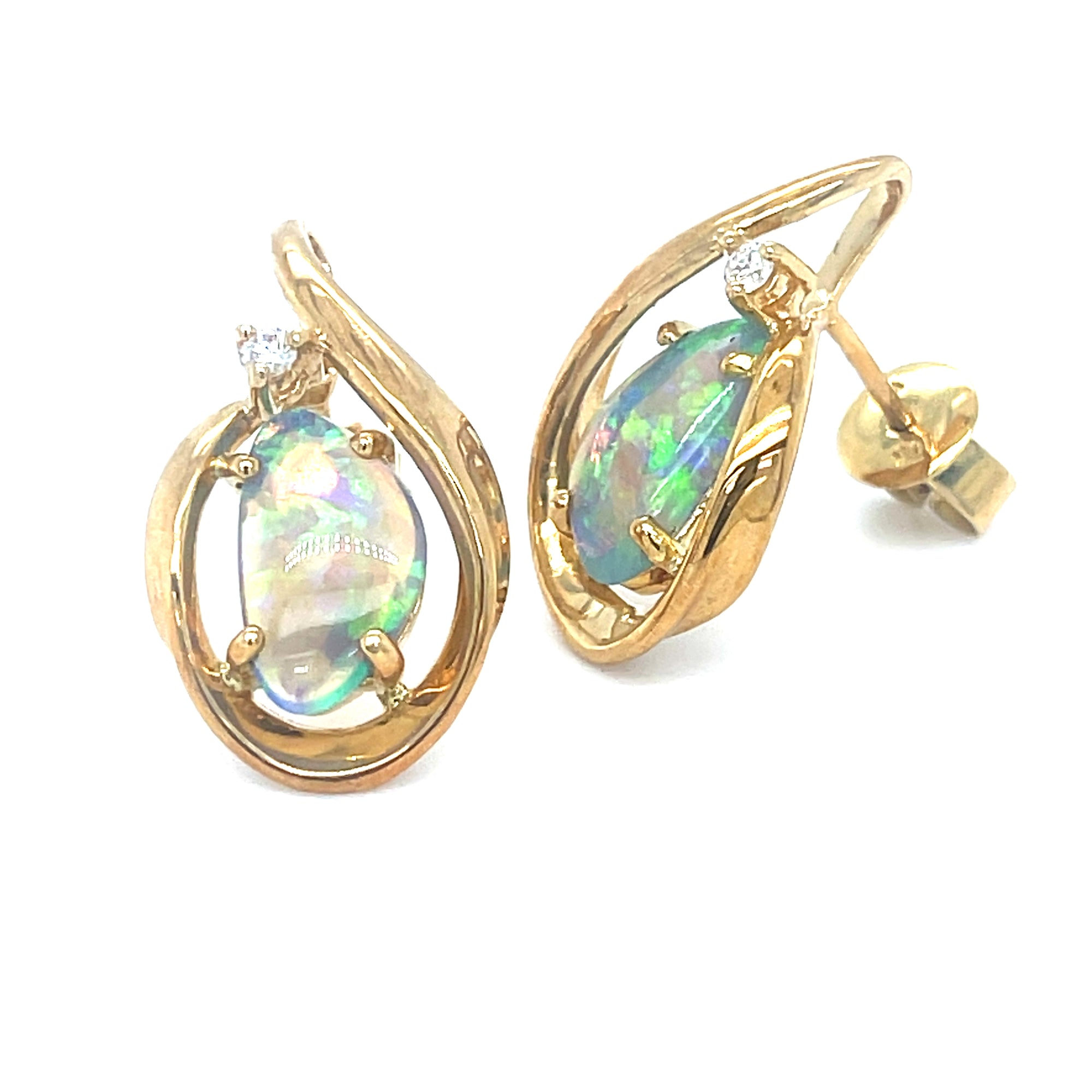 Crystal Opal & Diamond Earrings