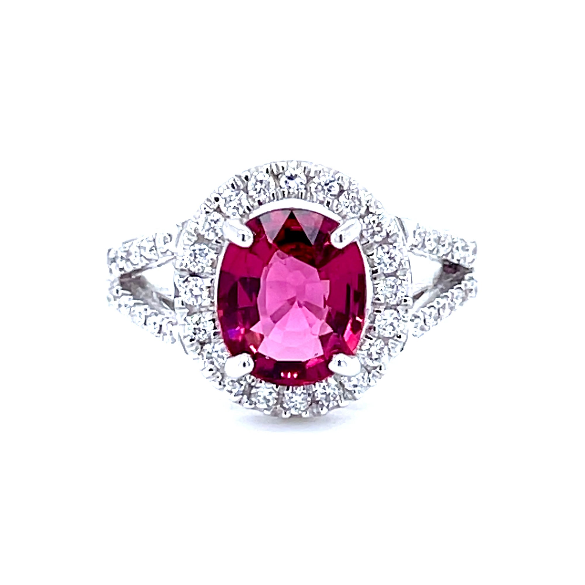 Natural Rubellite Tourmaline & Diamond Ring