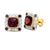 Natural Garnet & Diamond Stud Earrings